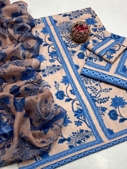 Swiss Monar Lawn fabric suit 3 piece summer collection.