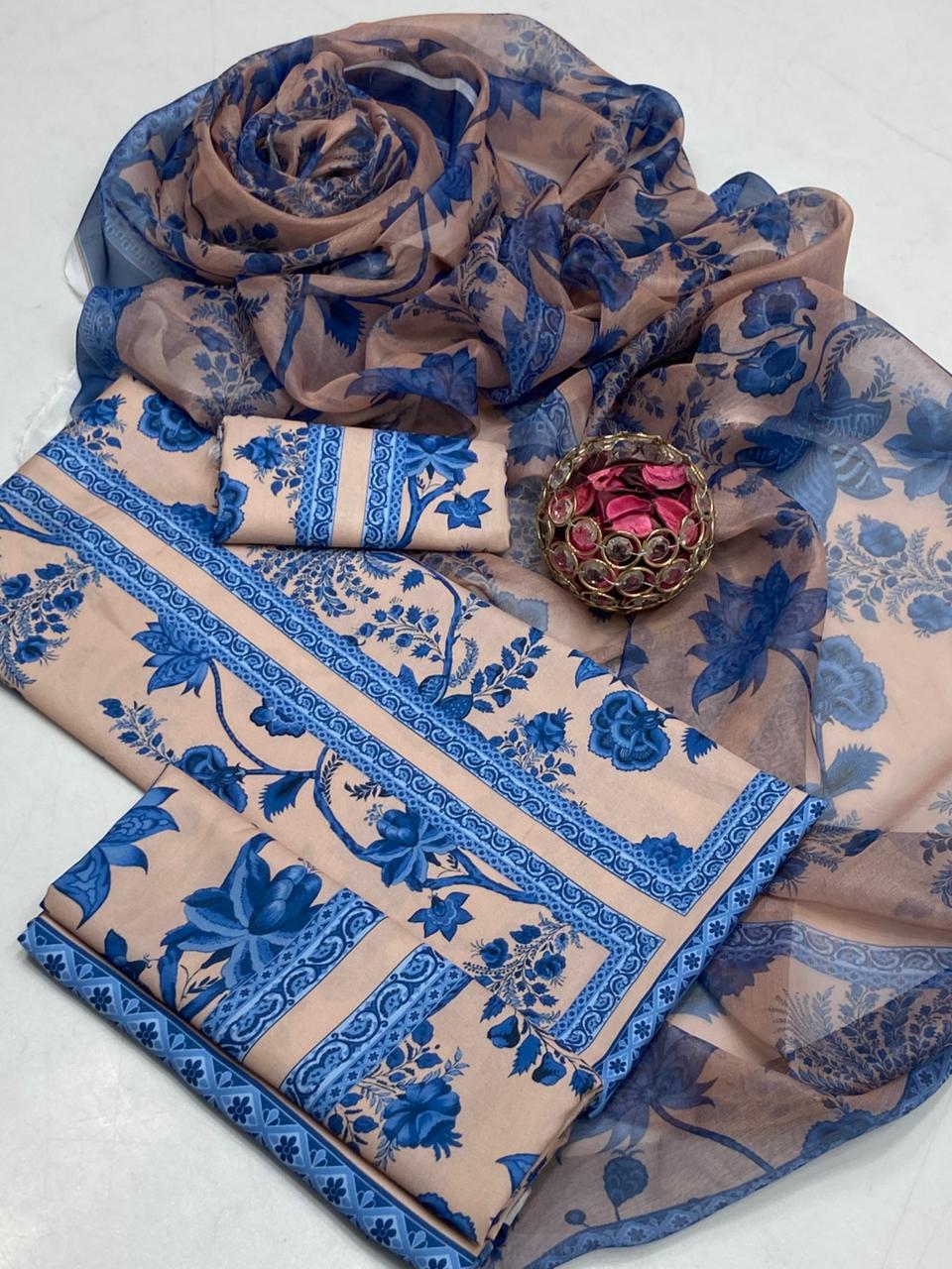 Swiss Monar Lawn fabric suit 3 piece summer collection.